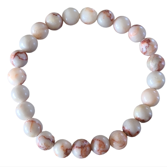 Red Picasso Gemstone Bracelet Red/White - Picture 2 of 5